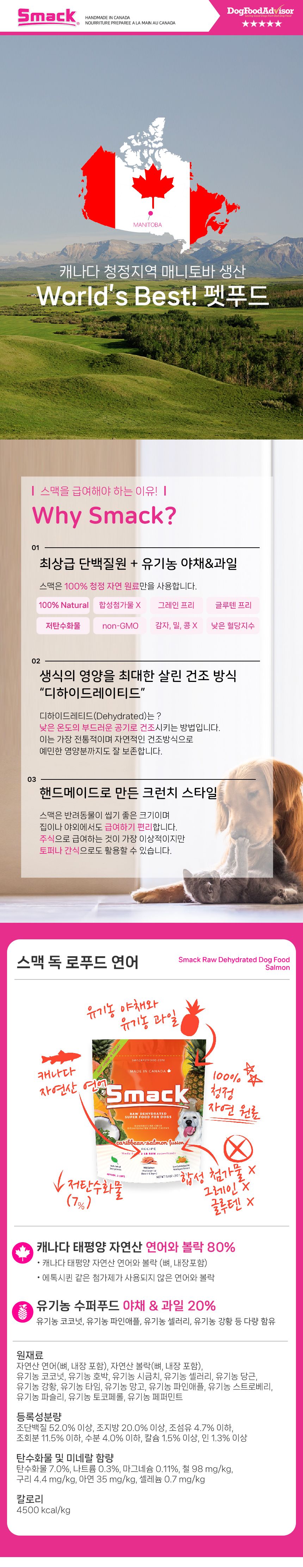 스맥 독 로푸드 연어 210g 1번째