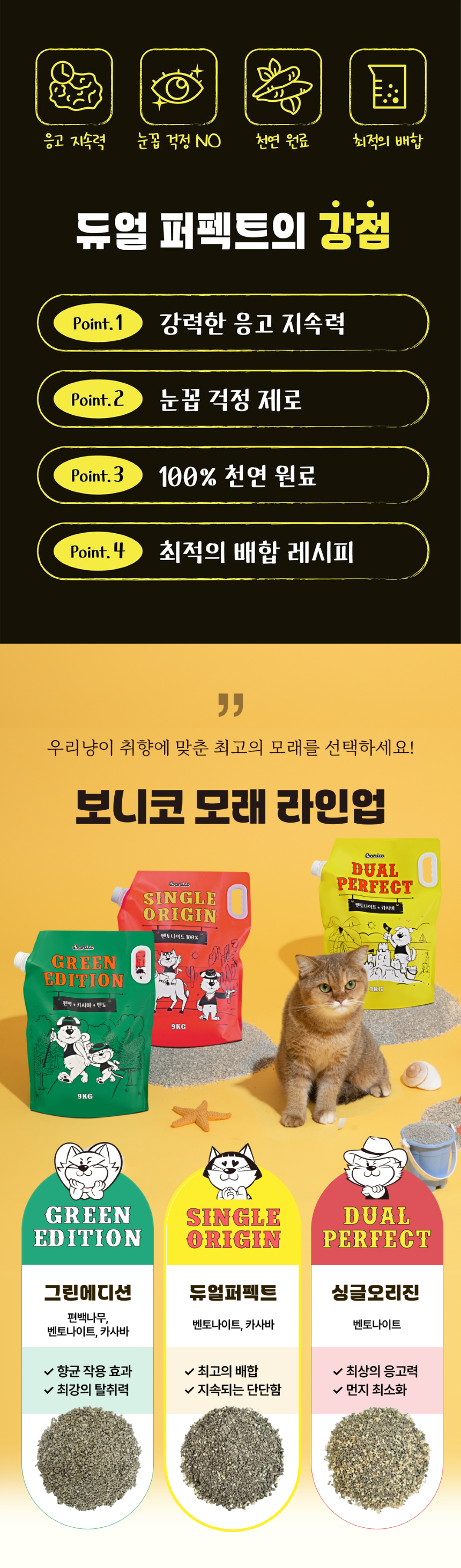 [NEW신상][무료배송] 보니코 캣 듀얼퍼펙트 (벤토나이트+카사바) 9kg 3번째