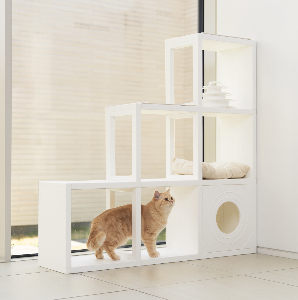[NEW신상][무료배송] 큐빅스펫 계단형 숨숨집 6단 캣타워 3X3+ 커버 세트 6color  +스크래쳐1장 포함 24번째