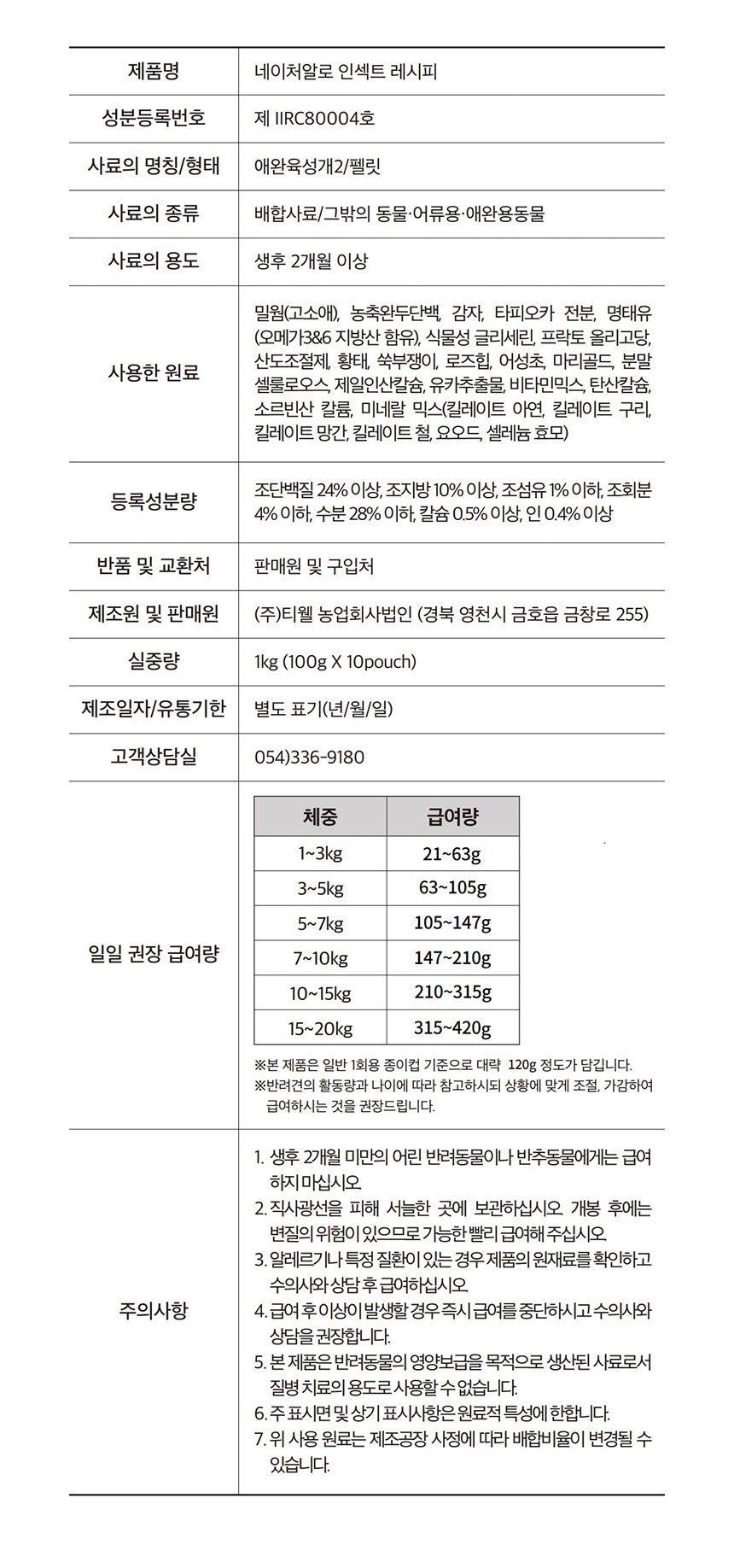 [NEW신상]네이처알로 인섹트 레시피 1kg 17번째