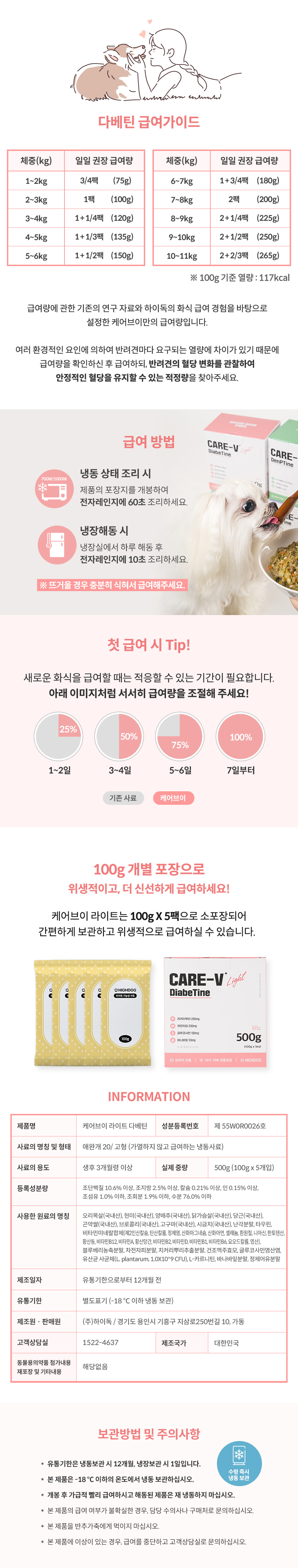 [가을특가][무료배송] 하이독 케어브이 라이트 다베틴 저탄수 혈당 관리 기능식 500g 6번째