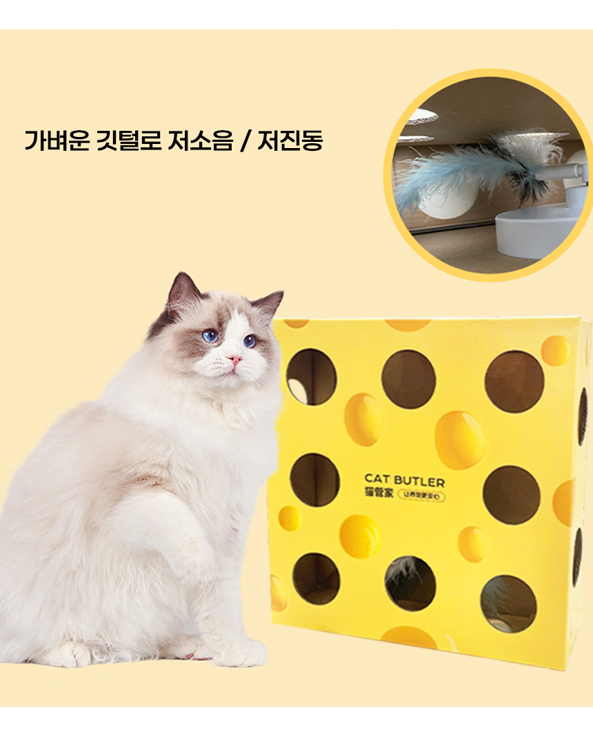 [무료배송] 아서아리 고양이 움직이는 깃털 회전 두더지 자동 장난감 11번째
