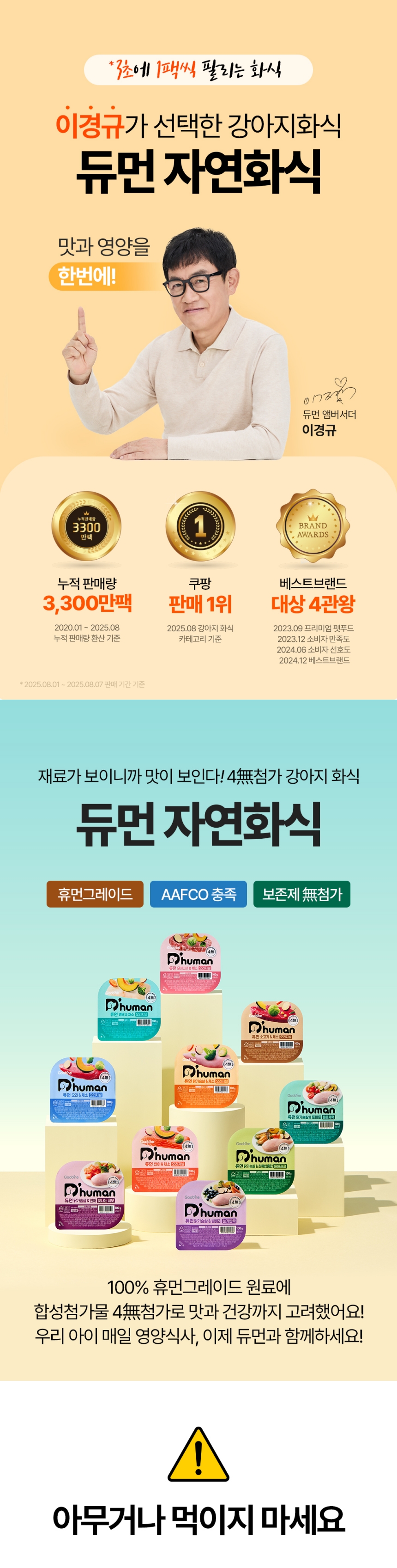 [무료배송] [40팩] 듀먼 독 자연화식 10종*4팩 한달의행복 패키지 50g 3번째