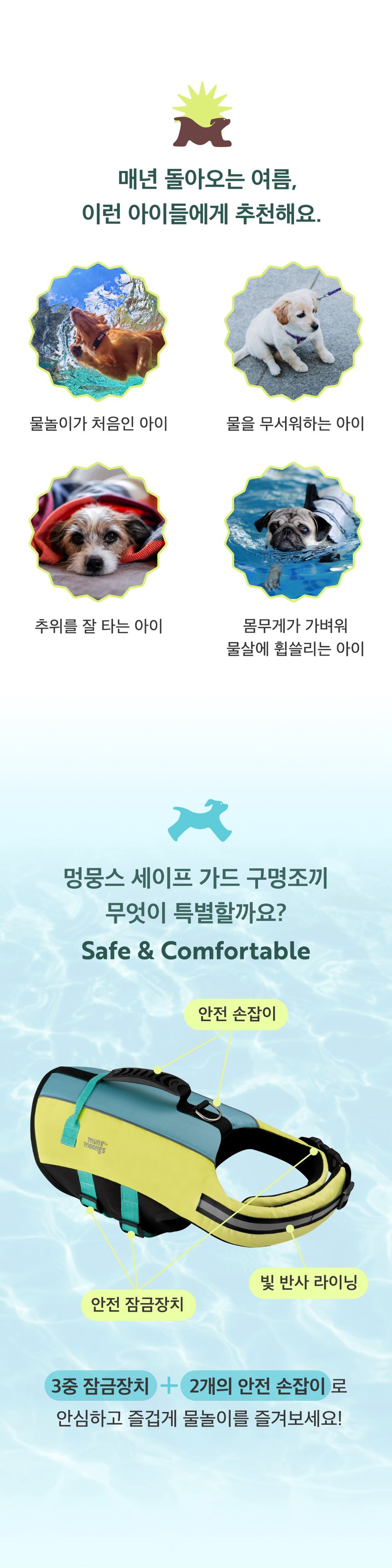 [무료배송] 멍뭉스 물놀이 세이프가드 구명조끼 S-XL 2번째