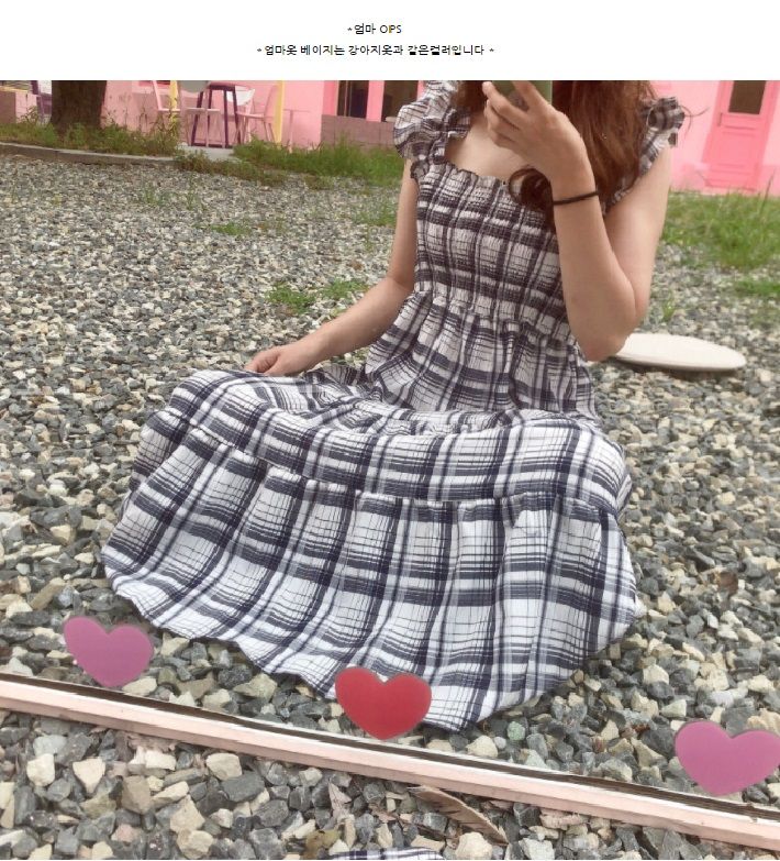[무료배송] 찰리롤리 바캉스 체크 원피스 베이지/블랙 S-2XL 20번째