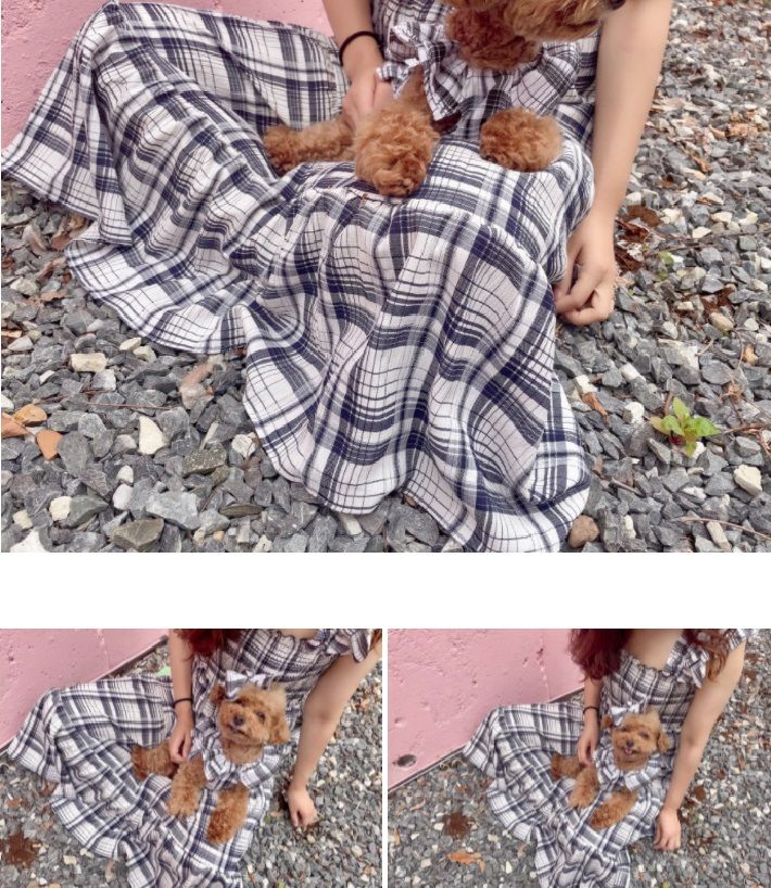 [무료배송] 찰리롤리 바캉스 체크 원피스 베이지/블랙 S-2XL 4번째