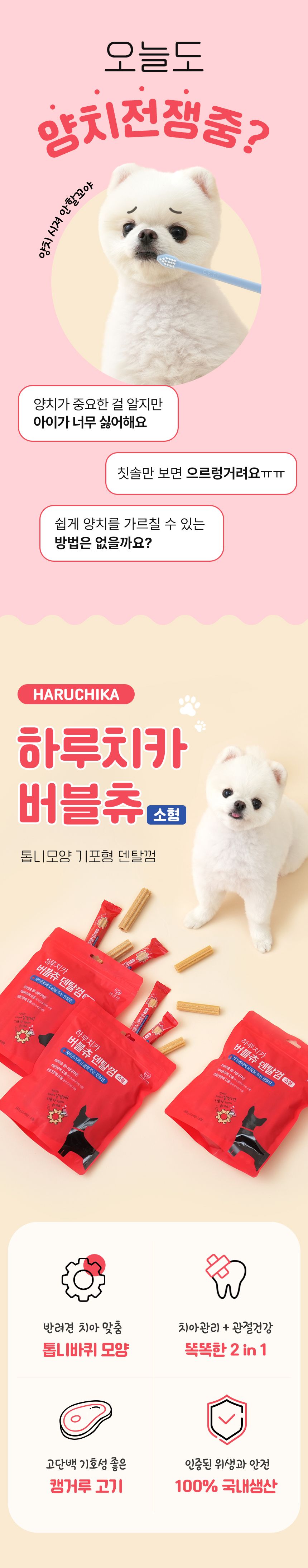 [심쿵펫페어]펫생각 독 하루치카 버블츄 덴탈껌 (톱니형) 소형 21개입 2번째