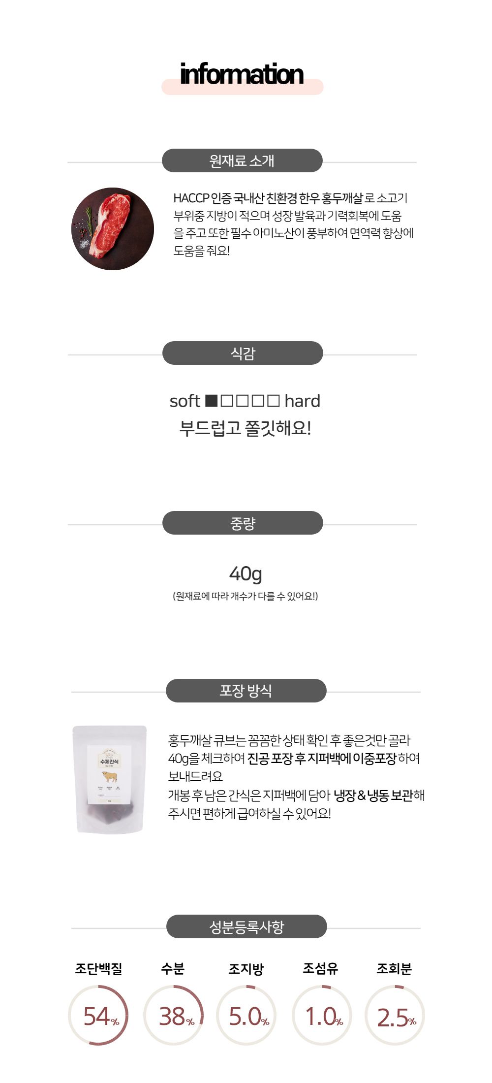 [무료배송][5개] 까까묵자 쇠고기 큐브 40g 6번째