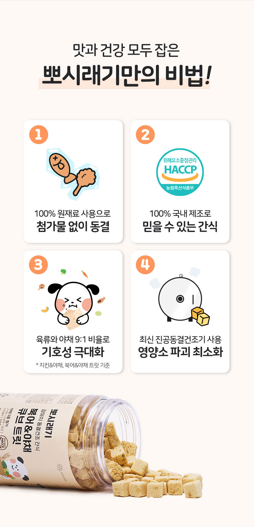 [무료배송][2개] 뽀시래기 독 동결건조 노른자 큐브 트릿 80g 4번째