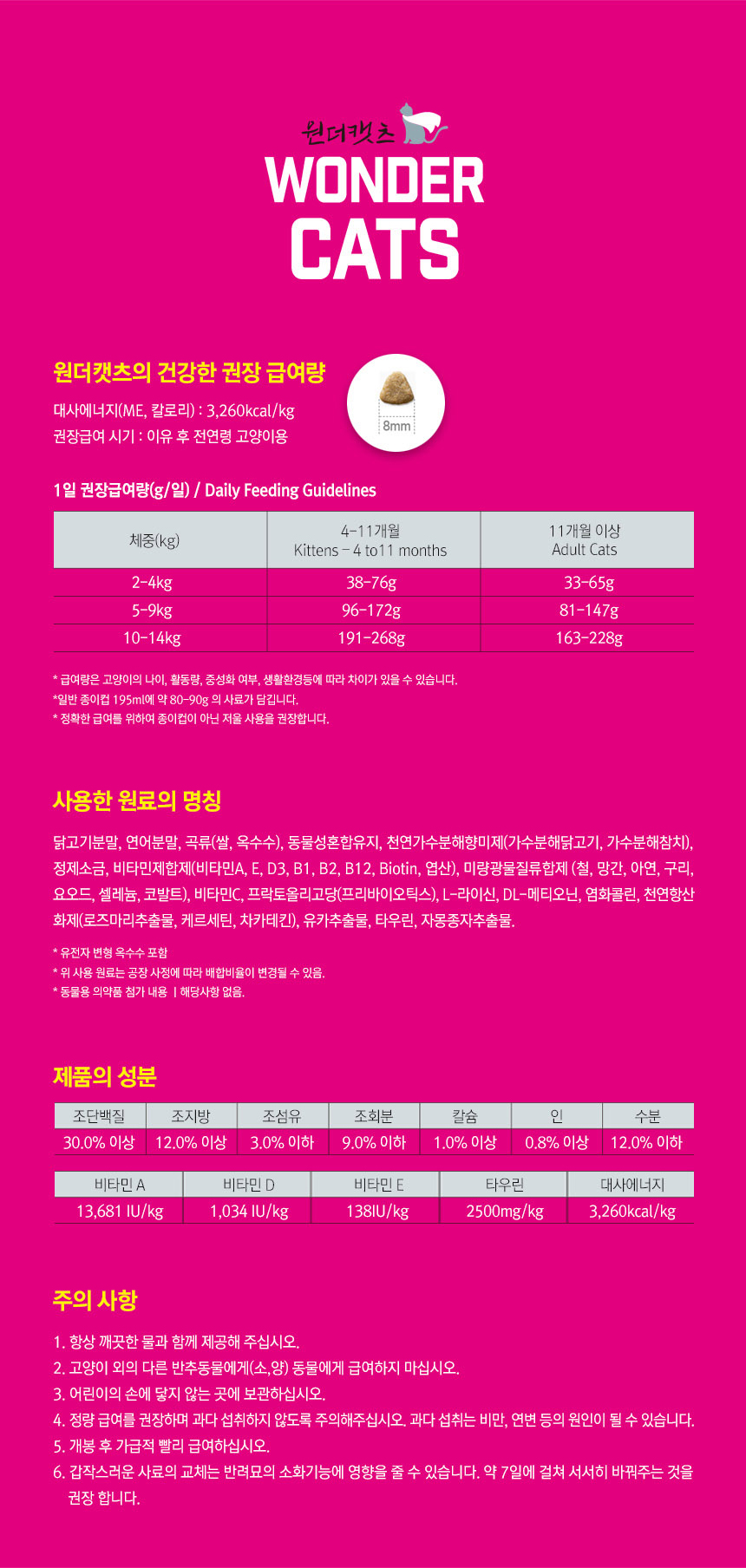 [NEW신상][무료배송] 천하제일사료 원더캣츠 10kg 6번째
