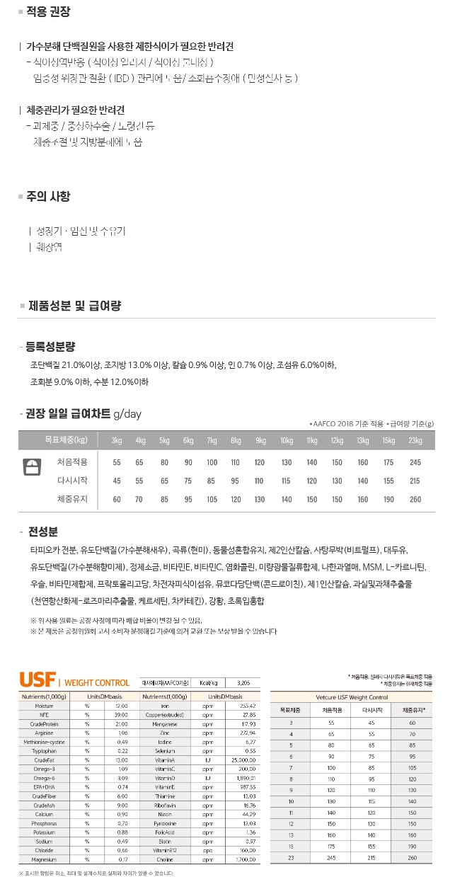 [무료배송] 벳큐어 독 USF 웨이트 컨트롤 1.5kg 1번째