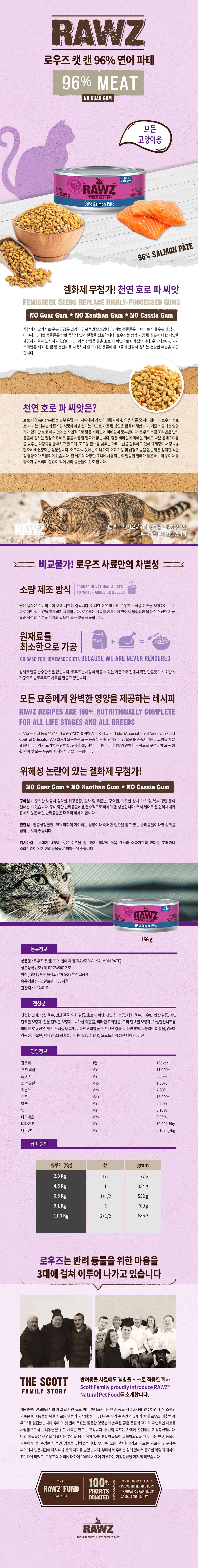 로우즈 캣 96% 연어 파테 캔 156g 1번째