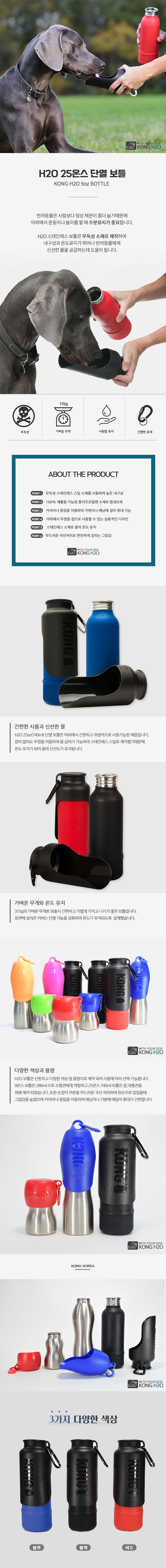 [무료배송] KONG H2O 25온스 단열 보틀 740ml 레드/블루/블랙 4번째