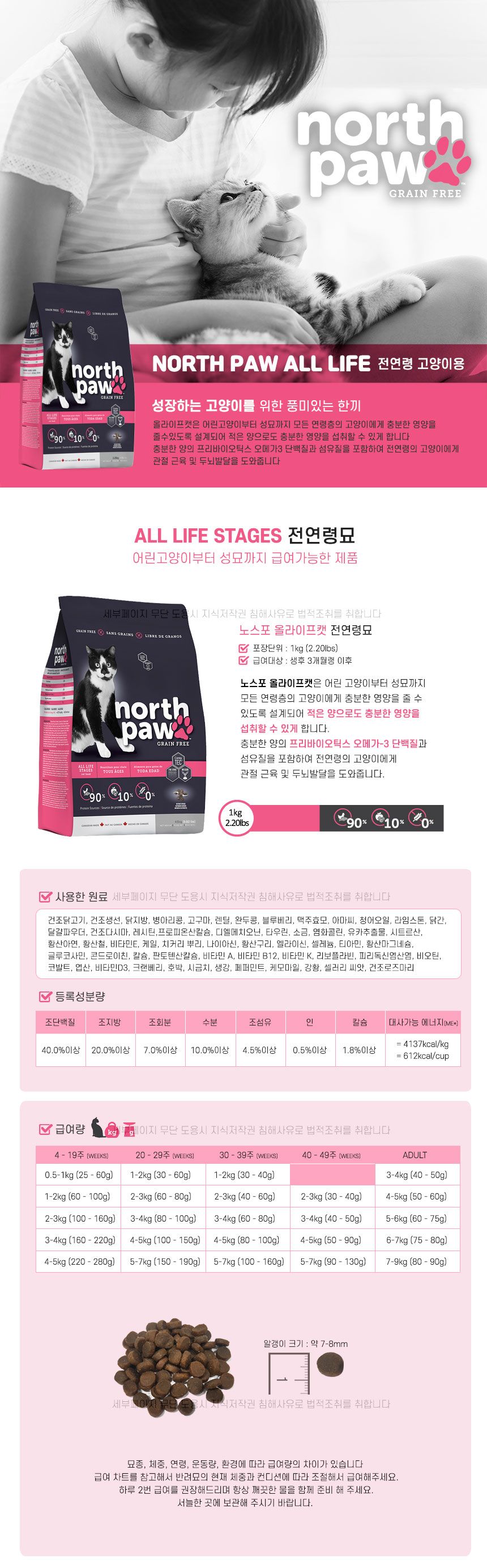 [유통기한임박, 23년5월1일] [펫프사료샘플] 노스포 캣 올라이프 40g 3번째