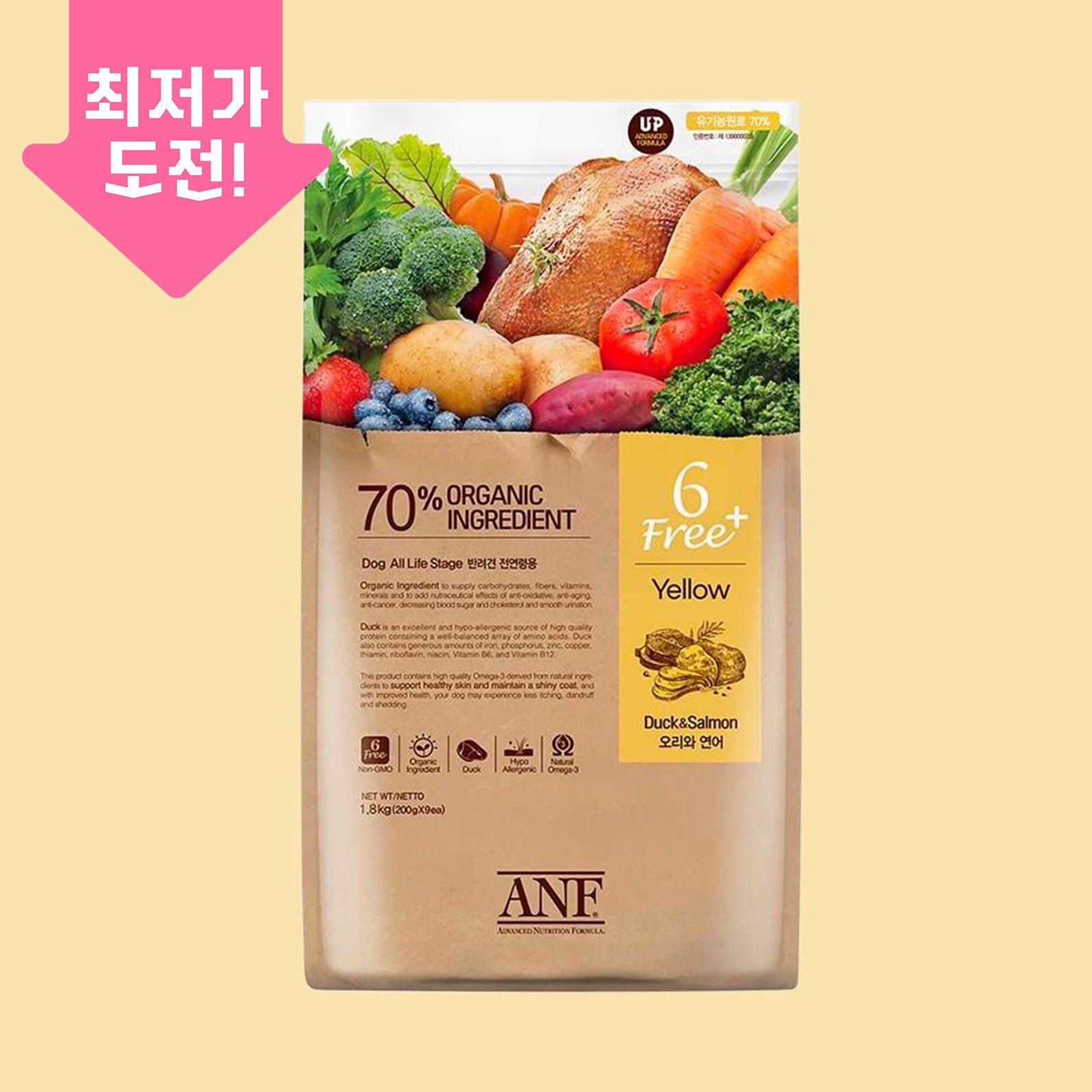 ANF 독 6 Free 플러스 오리&연어 1.8kg 0번