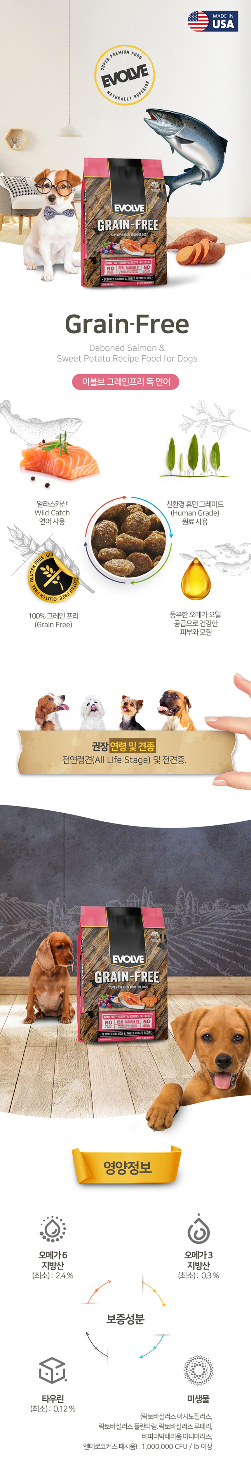 [NEW신상][무료배송] 이볼브 독 그레인프리 연어 전연령 1.58kg 1번째