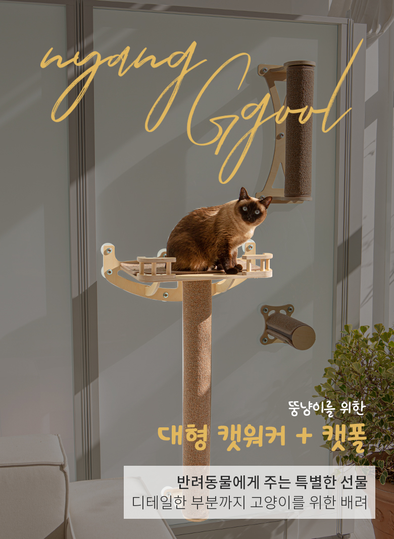 [무료배송] 모넬로 원목 고양이 캣워커 냥꿀 대형 캣워크 캣폴 세트 GO23105 3번째