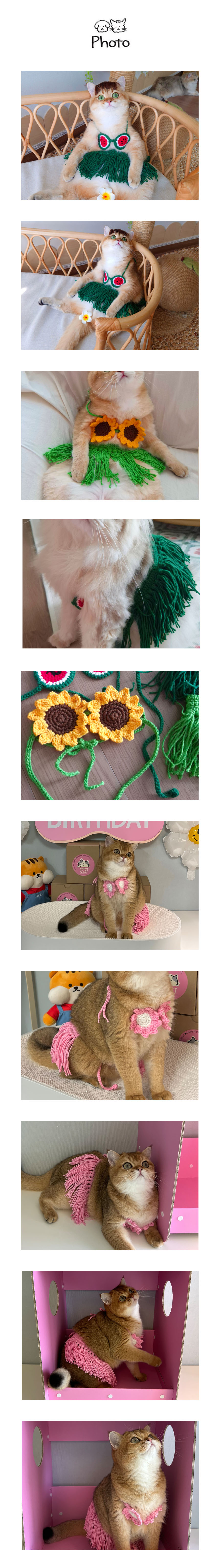 [무료배송] 개달당 고양이 핫썸머 뜨개 비키니 세트 코스튬 3colors 2번째