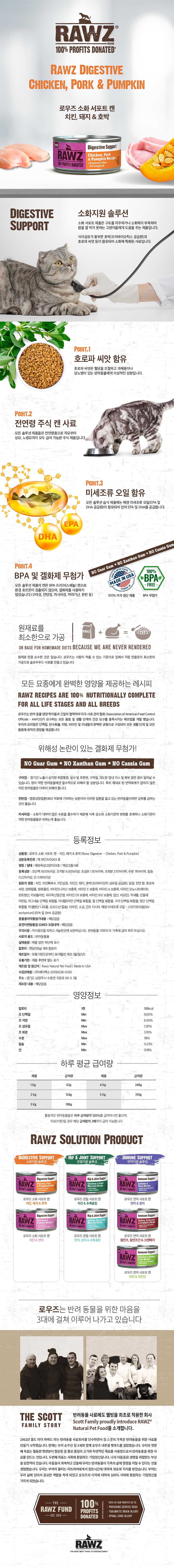 로우즈 캣 소화 서포트캔 치킨,돼지&호박 155g 1번째