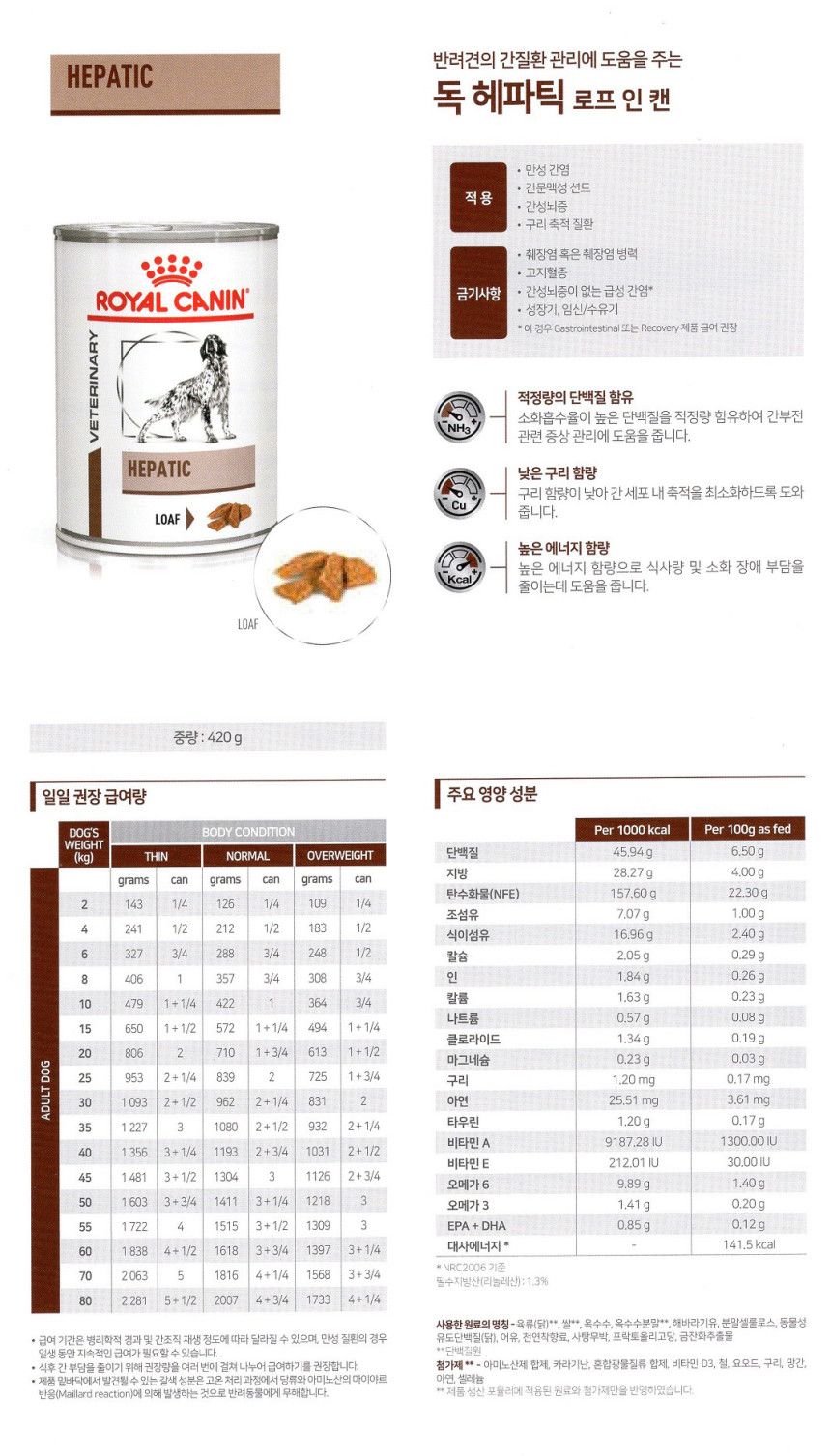 [무료배송][6개] 로얄캐닌 독 헤파틱 캔 420g 1번째