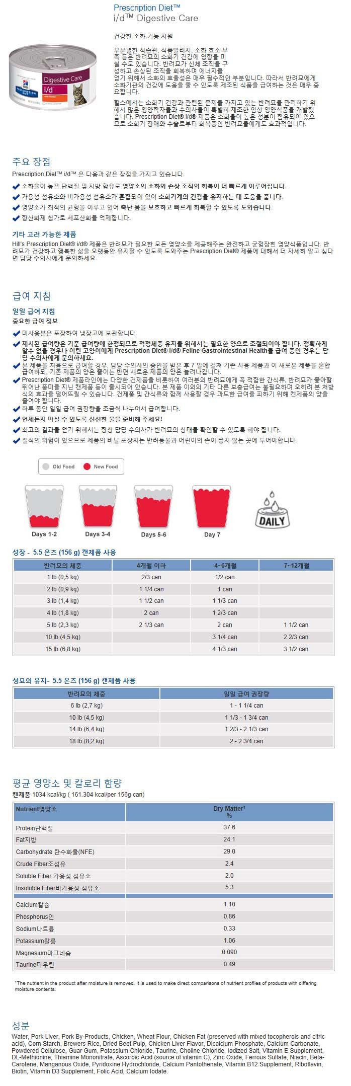 [무료배송][6개] 힐스 캣 i/d 치킨 캔 156g  1번째