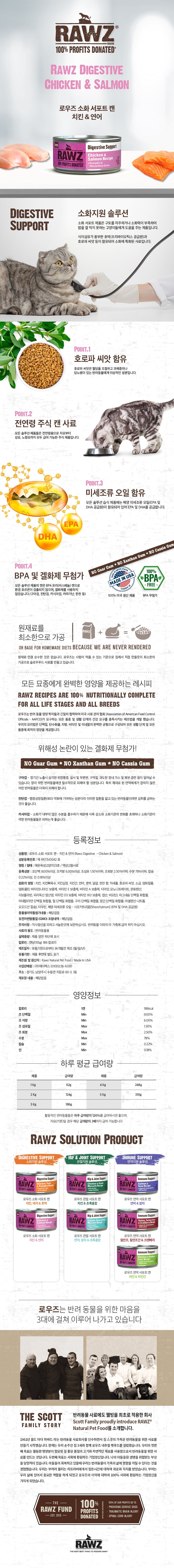 로우즈 캣 소화 서포트캔 치킨&연어 155g 1번째