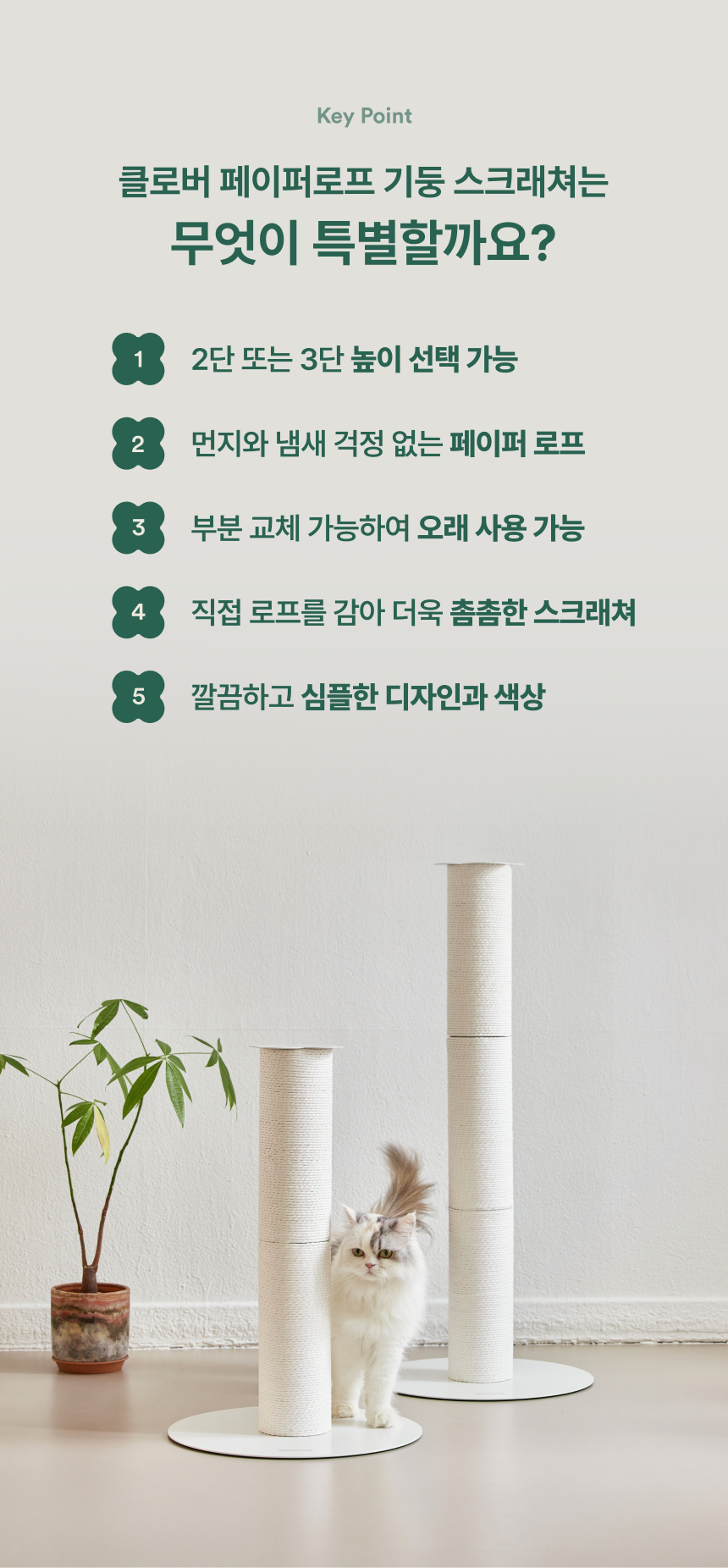 [무료배송] 피도테일 클로버 페이퍼 로프 수직 스크래쳐 3번째