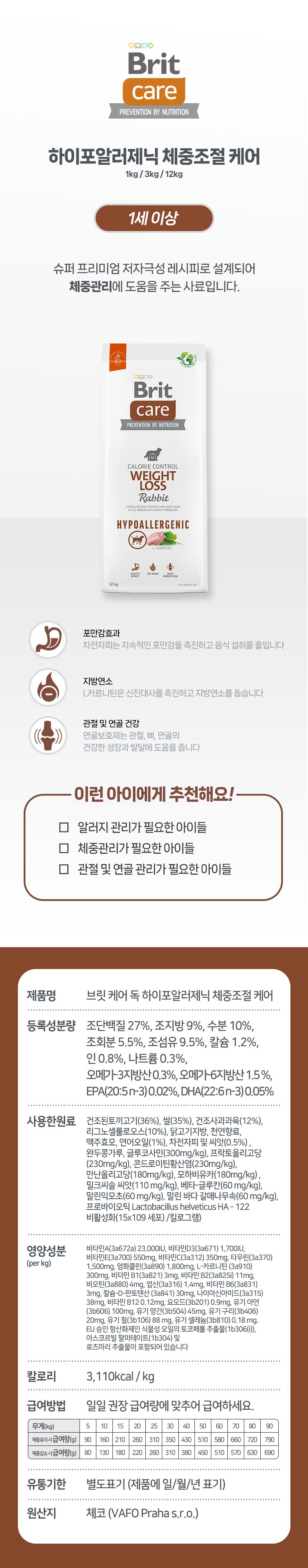 [NEW신상]브릿 독 케어 하이포알러제닉 웨이트로스 토끼 12kg 4번째