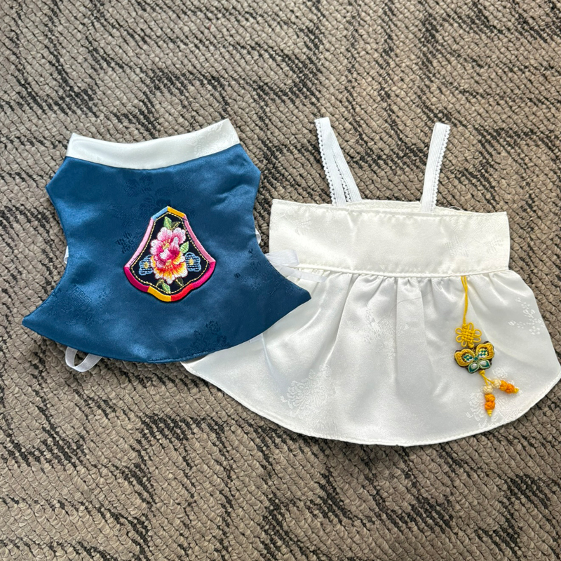 [NEW신상][무료배송] 해피댕댕 한복속치마&양단저고리케이프 3종 (핑크/옐로우/블루) S-XL 17번째