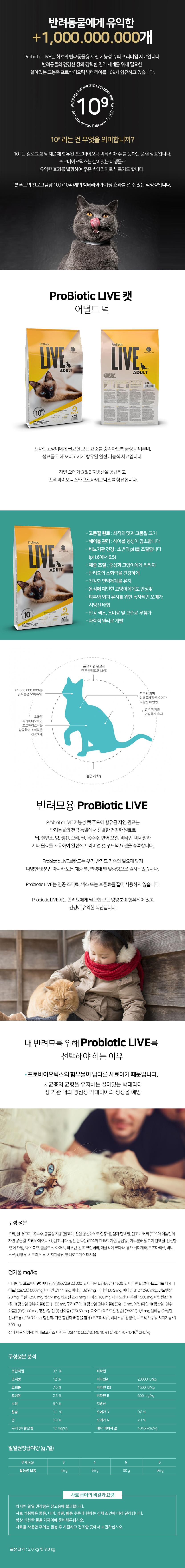 [무료배송] 프로바이오틱 라이브 캣 오리 어덜트 2kg 1번째