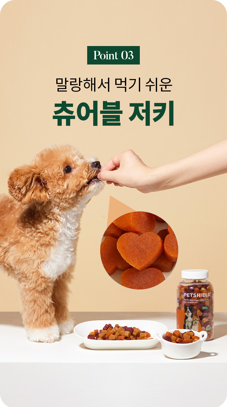 [무료배송] 펫쉴드 독 종합멀티케어 저키 (장+피모+관절) 300g 9번째