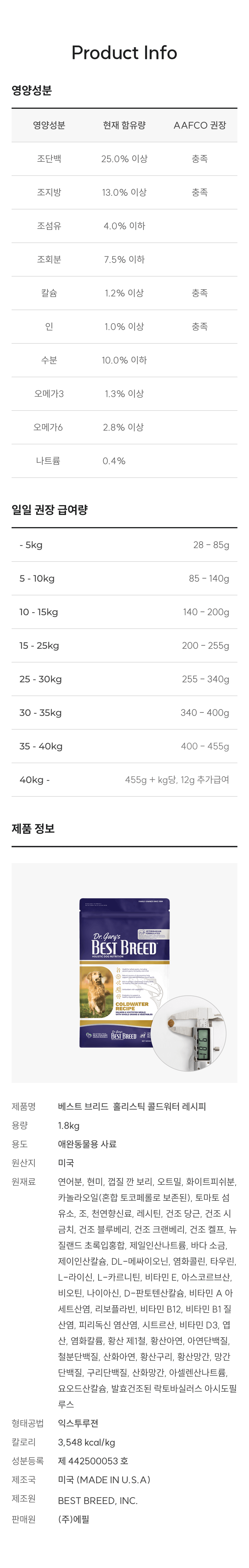 [NEW신상]베스트브리드 독 홀리스틱 콜드워터 레시피 1.8kg 20번째