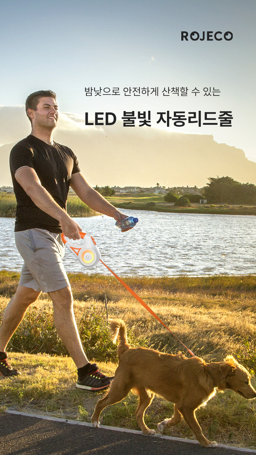 [무료배송] 로제코 강아지 산책 LED 자동 리드줄 목줄 5M 1번째