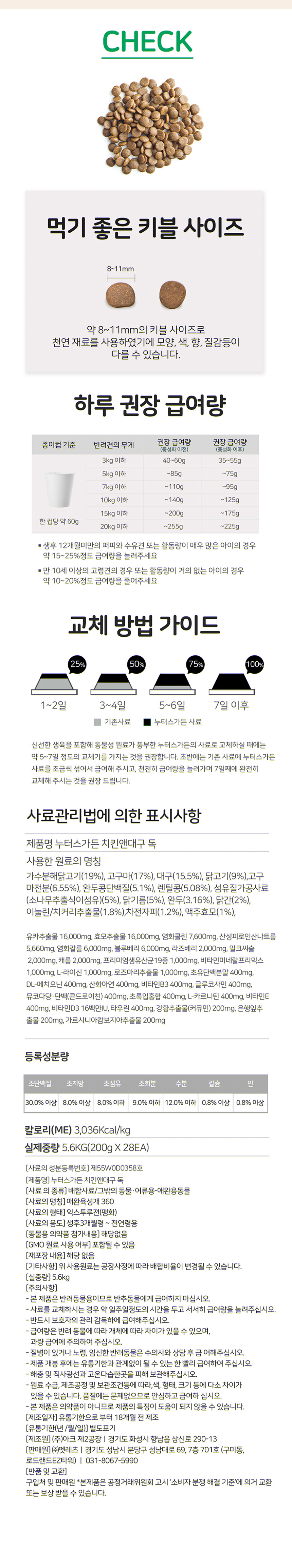[무료배송] 누터스가든 독 치킨앤대구 전연령 5.6kg 8번째