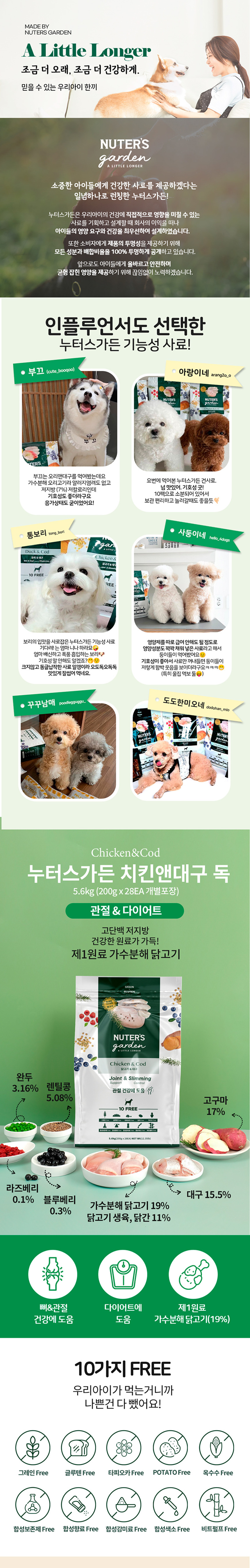 [무료배송] 누터스가든 독 치킨앤대구 전연령 5.6kg 1번째