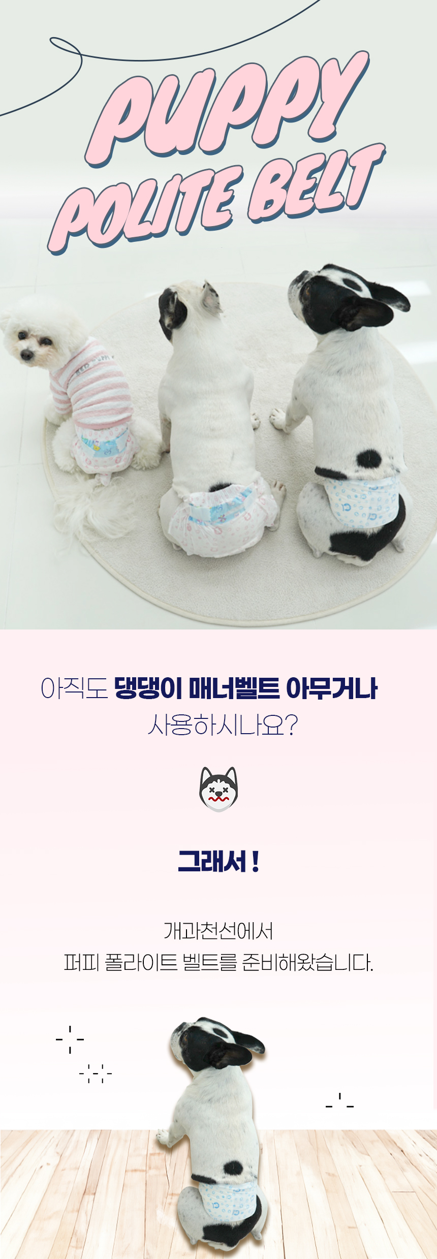 [NEW신상][무료배송] [2세트] 개과천선 독 퍼피폴라이트 매너벨트 (여자아이용/남자아이용) 1번째
