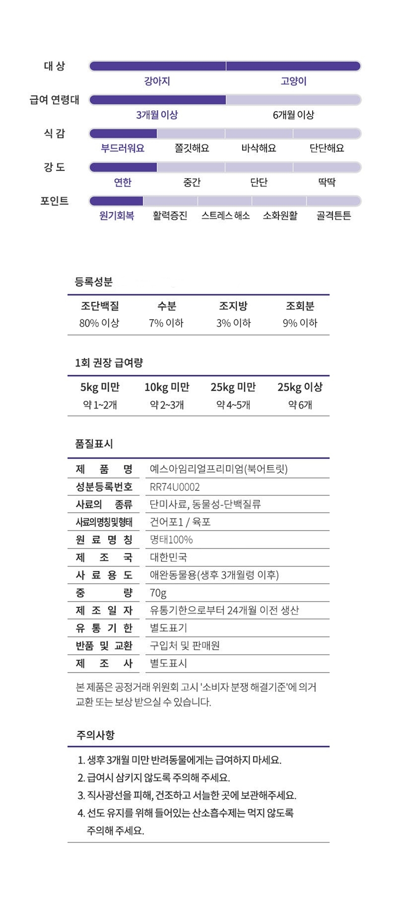 [무료배송] [추가증정] 골드로니 예스아임리얼 자양강장 북어 트릿 70g + 순살스틱 2p 증정 14번째