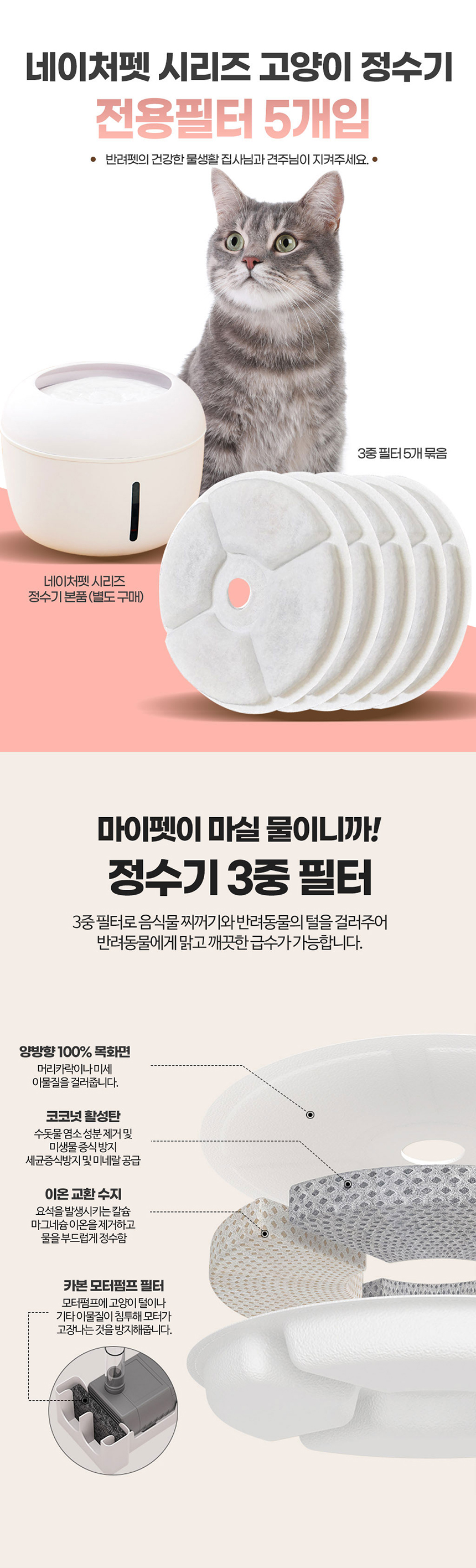 [무료배송] 네이처펫 시리즈 정수기 필터 5개입 1번째