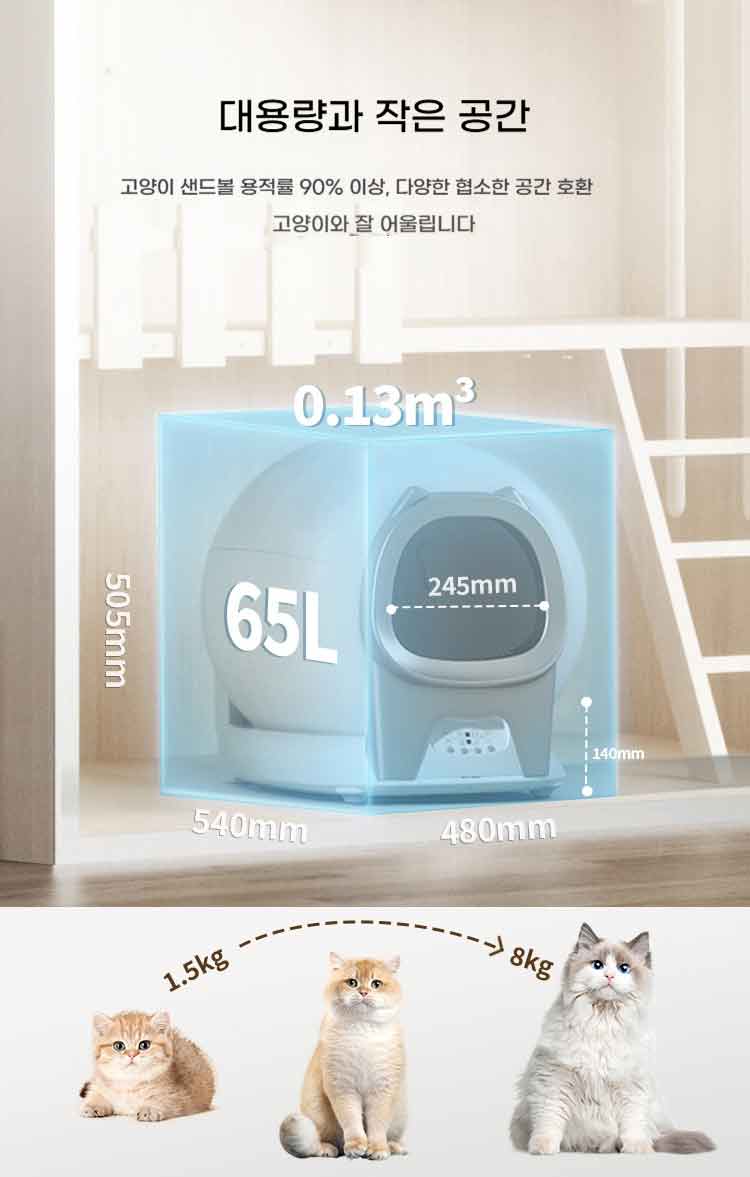 [NEW신상][무료배송] 런롱펫 스마트 와이파이 연동 배변봉투 포함 대용량 자동 화장실 11번째