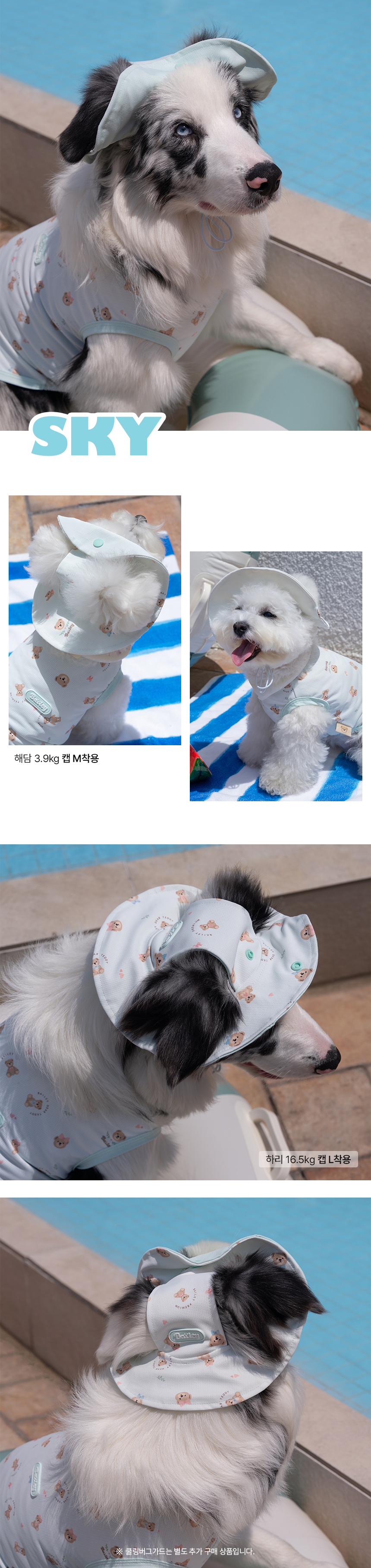 [NEW신상][무료배송] 베일리펫 강아지썬캡 애견모자 여름 해충방지 쿨링테디캡 핑크/아이보리/스카이 S-L 4번째
