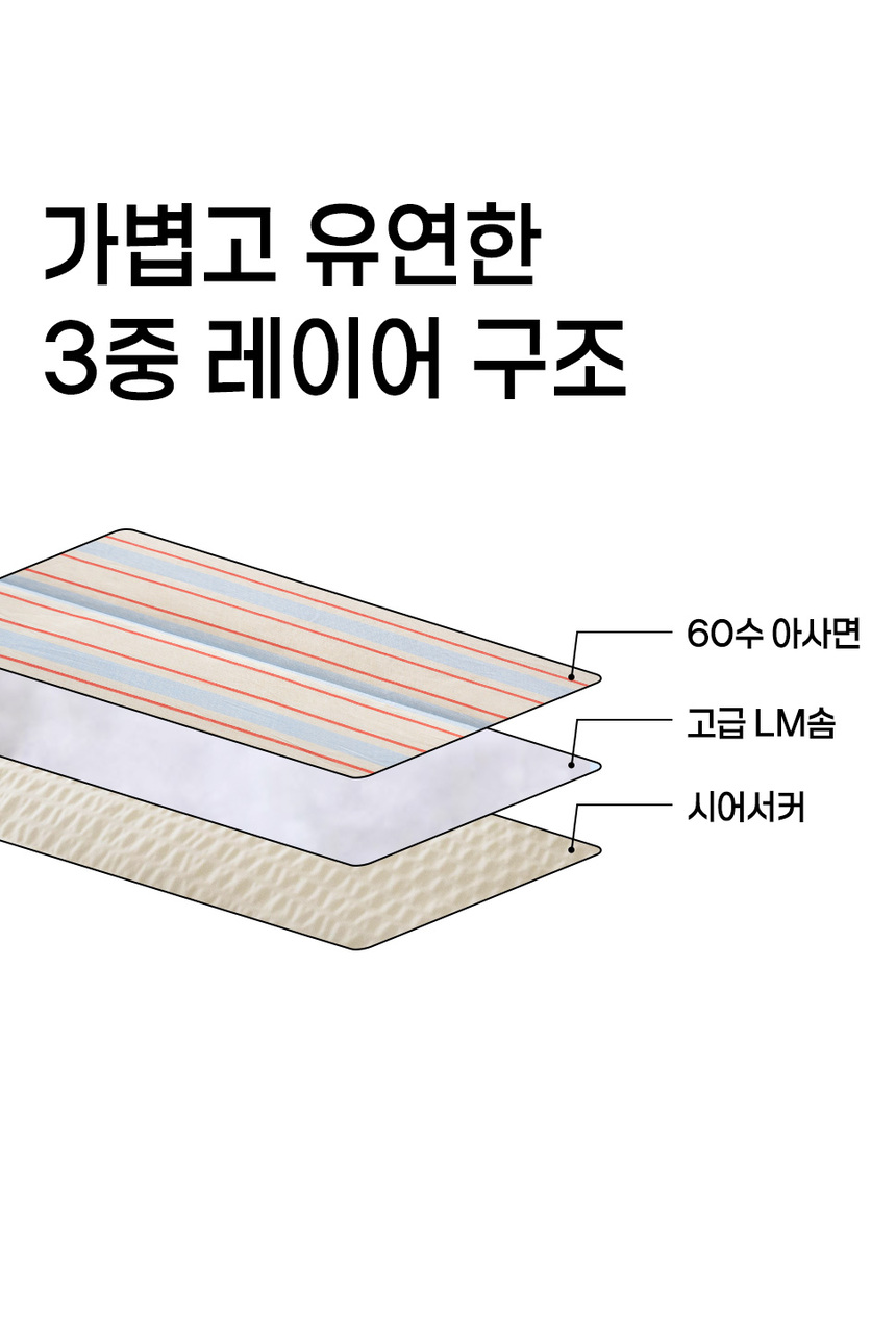 [NEW신상][무료배송] 체고케어 스트라이프 순면 시어서커 털안붙는 여름이불 8번째
