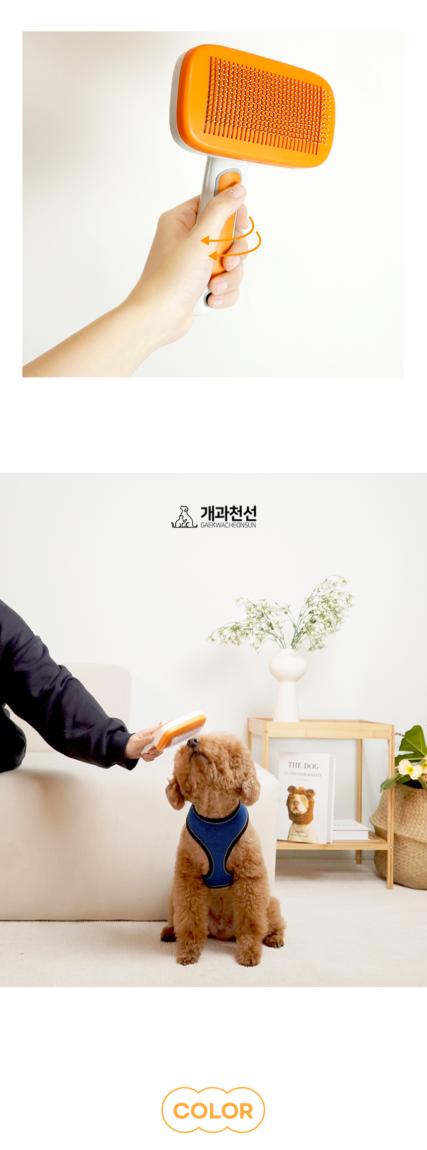 [NEW신상][무료배송] 개과천선 라티 원터치 브러쉬 화이트 오렌지 (소형/대형) 7번째