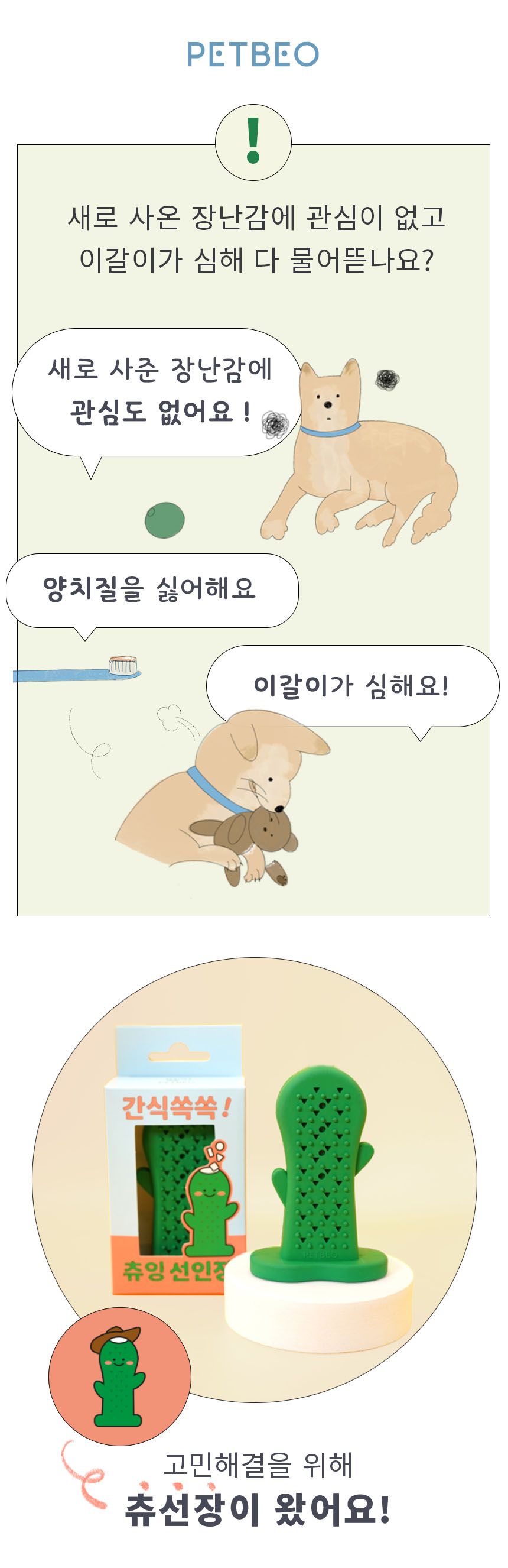 [무료배송] 펫베오 츄잉선인장 칫솔 장난감 4번째