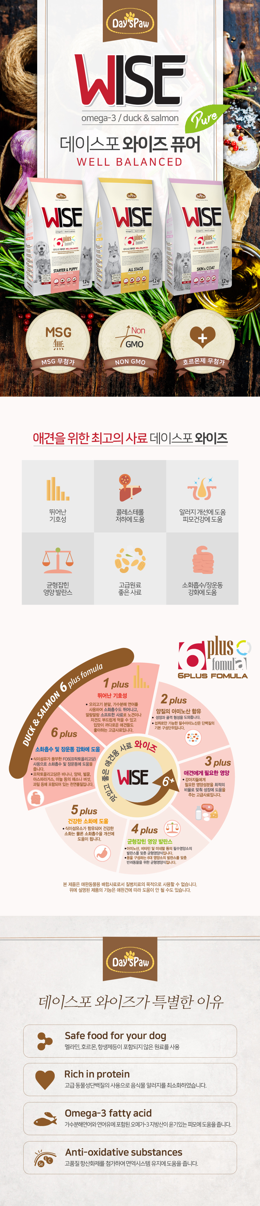 [NEW신상][무료배송] 데이스포 독 와이즈 퓨어 중간알갱이 15kg 1번째