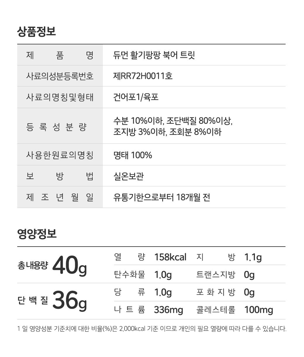 [무료배송][3개] 듀먼 독 활기팡팡 북어 트릿 40g 13번째