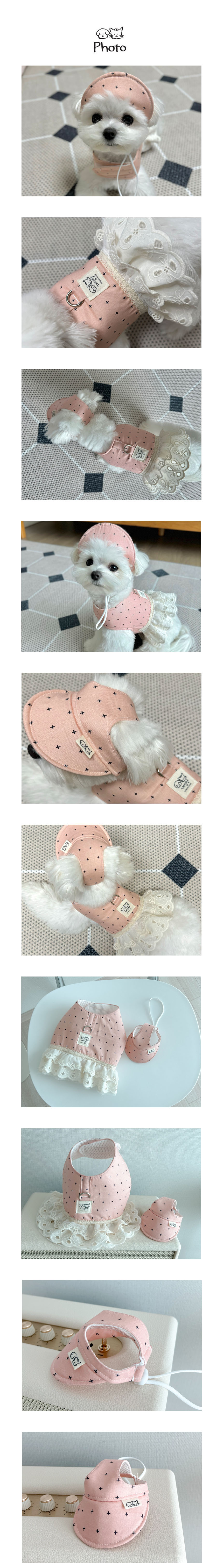[무료배송] 개달당 독 딸기우유 강아지 하네스 + 선캡 2종 XS-L 3번째