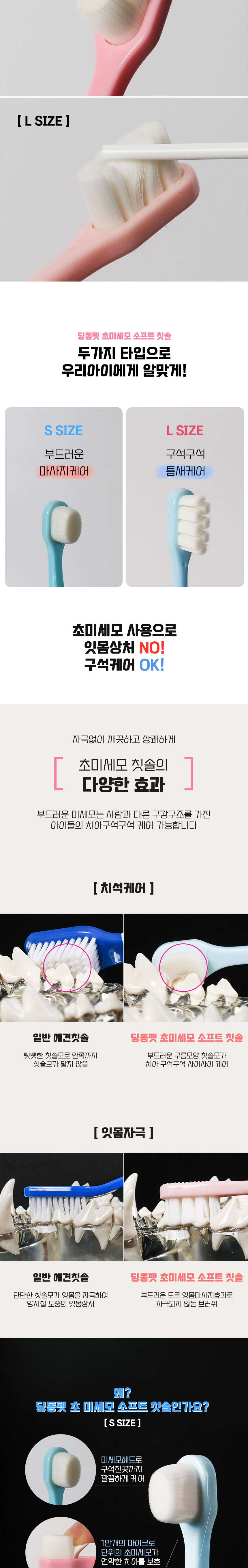 [브랜드전][무료배송] 딩동펫 초미세모 소프트 칫솔 블루/핑크 S/L 2번째