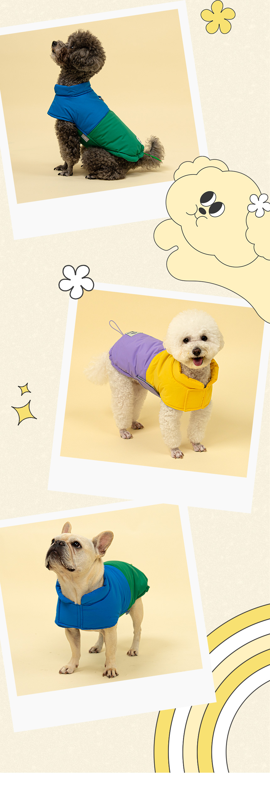 [NEW신상][무료배송] 투톤 벨크로 하네스 D링 패딩 조끼 (옐로우/블루) 22번째