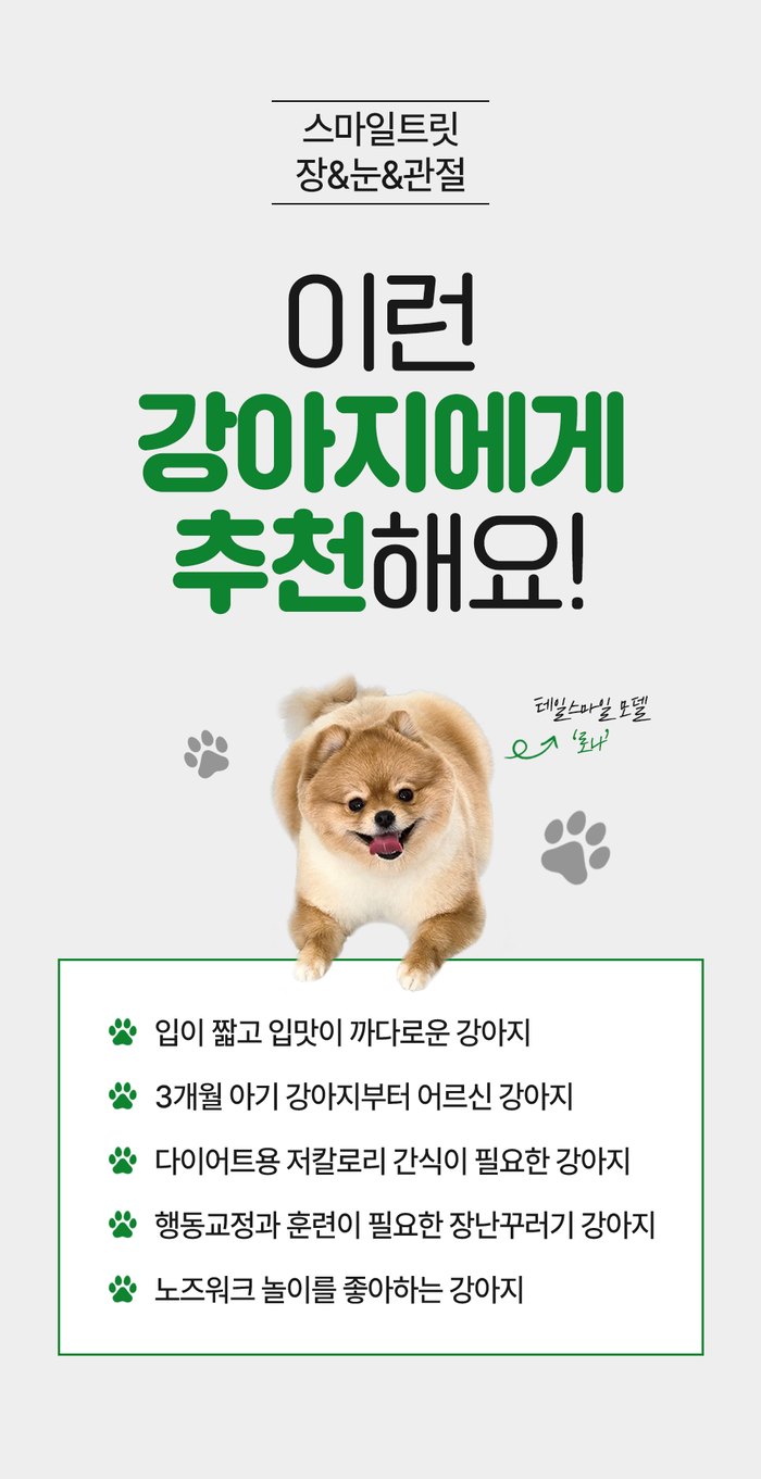 [NEW신상][무료배송] 테일스마일 강아지 노즈워크 다이어트 간식 장트릿 120g 12번째