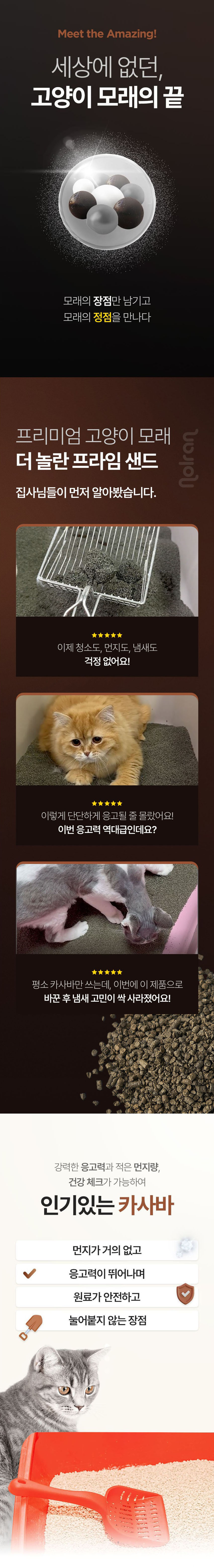 [NEW신상][무료배송] [2개] 놀란고양이 더 놀란 프라임 샌드 고양이모래 4.5kg 1번째